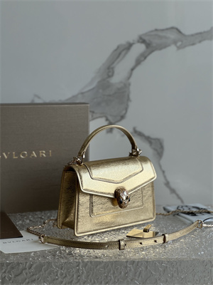 BVLGARI Serpenti Forever Mini top handle bag Calfskin Leather Gold Color 293666