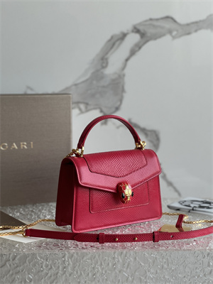 BVLGARI Serpenti Forever Mini top handle bag Calfskin Leather Red Color 293666