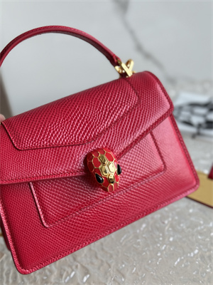 BVLGARI Serpenti Forever Mini top handle bag Calfskin Leather Red Color 293666
