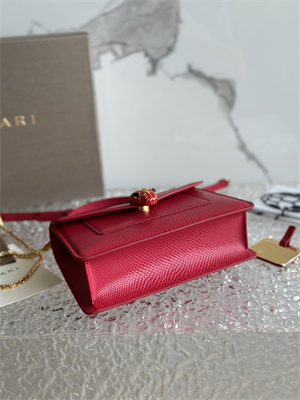 BVLGARI Serpenti Forever Mini top handle bag Calfskin Leather Red Color 293666