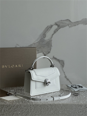 BVLGARI Serpenti Forever Mini top handle bag Calfskin Leather White Color 293666