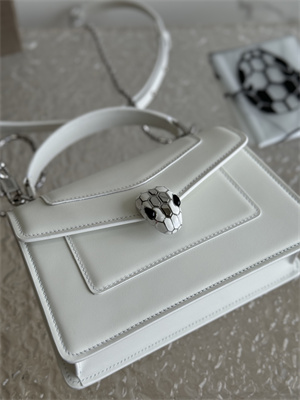 BVLGARI Serpenti Forever Mini top handle bag Calfskin Leather White Color 293666