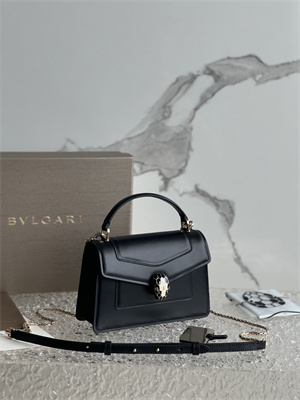 BVLGARI Serpenti Forever Mini top handle bag Calfskin Leather Black Color 293666