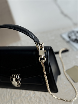 BVLGARI Serpenti Forever Mini top handle bag Calfskin Leather Black Color 293666