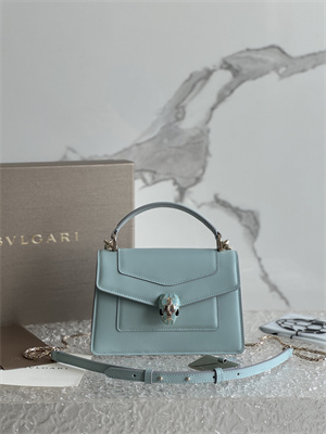 BVLGARI Serpenti Forever Mini top handle bag Calfskin Leather Lt Blue Color 293666