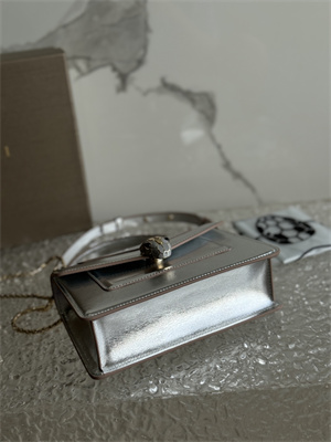 BVLGARI Serpenti Forever Mini top handle bag Calfskin Leather Silver Color 293666