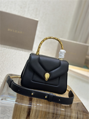 BVLGARI Serpenti Reverse top handle bag Calfskin Leather Black Color 292128
