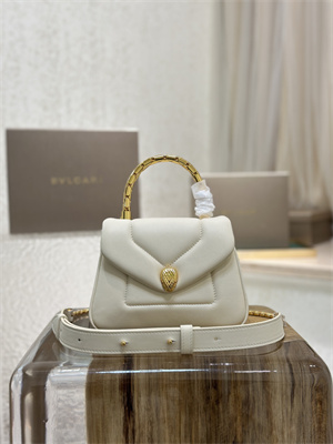 BVLGARI Serpenti Reverse top handle bag Calfskin Leather White Color 292128