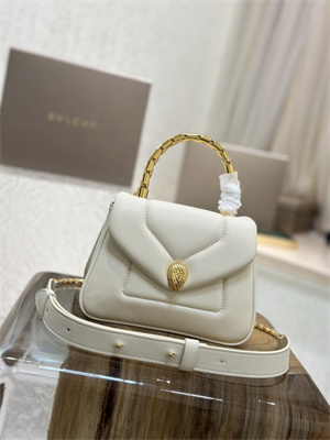 BVLGARI Serpenti Reverse top handle bag Calfskin Leather White Color 292128
