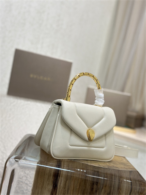 BVLGARI Serpenti Reverse top handle bag Calfskin Leather White Color 292128