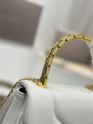 BVLGARI Serpenti Reverse top handle bag Calfskin Leather White Color 292128