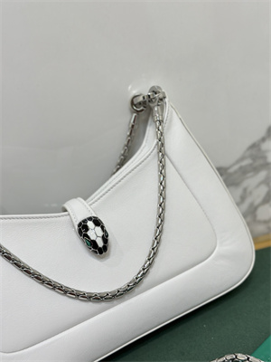 BVLGARI Serpenti Baia Shoulder Bag Calfskin Leather White Color 293208