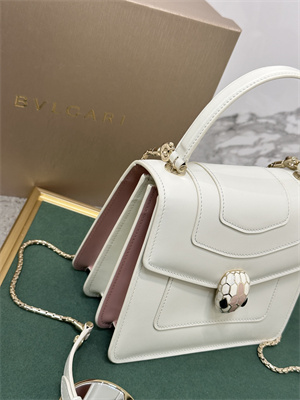 BVLGARI Serpenti Forever Mini top handle bag Calfskin Leather White Color 38329