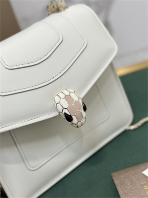 BVLGARI Serpenti Forever Mini top handle bag Calfskin Leather White Color 38329