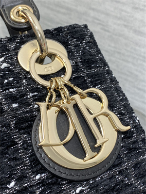 CD Small Lady Di.or My ABCDior Bag Black Tweed with White Cannage Motif Gold Tone Metal