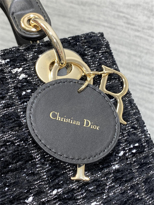 CD Small Lady Di.or My ABCDior Bag Black Tweed with White Cannage Motif Gold Tone Metal