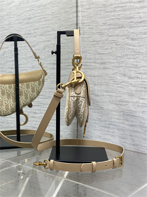 CD Mini Saddle Bag Oblique Jacquard & Smooth Calfskin Nature Color