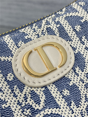 CD 30 Montaigne Wanderlust Mini Bag Blue Dior Oblique Chambray with Raffia Effect and Light Biscuit Smooth Calfskin