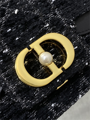 CD Small Jolie Top Handle Bag Black Tweed with White Cannage Motif