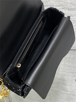 CD Small Jolie Top Handle Bag Black Tweed with White Cannage Motif