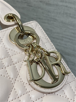 CD Mini Lady Dior Bag Cannage Lambskin Gold Tone Metal Sakura Pink