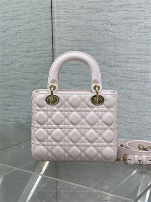 CD Small Lady Di.or My ABCDior Bag Cannage Lambskin Gold Tone Metal Sakura Pink