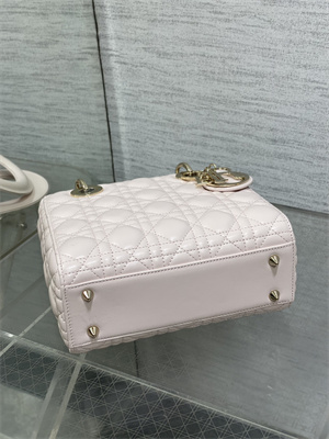 CD Small Lady Di.or My ABCDior Bag Cannage Lambskin Gold Tone Metal Sakura Pink