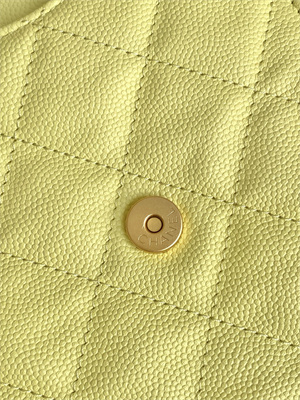 Chanel 25 Medium Handbag Grained Calfskin Gold Tone Metal Yellow AS5311