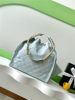 Chanel 25 Medium Handbag Grained Calfskin Gold Tone Metal Blue AS5311