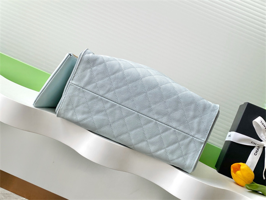 Chanel 25 Medium Handbag Grained Calfskin Gold Tone Metal Blue AS5311