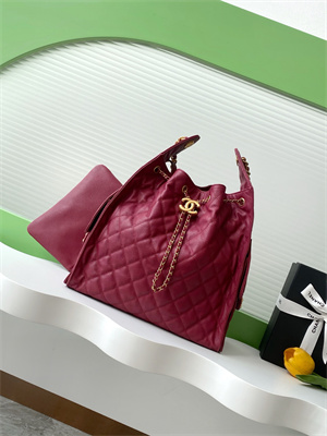 Chanel 25 Medium Handbag Grained Calfskin Gold Tone Metal Dk Red AS5311