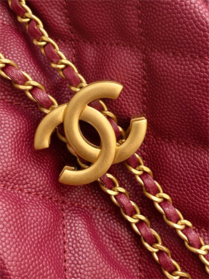 Chanel 25 Medium Handbag Grained Calfskin Gold Tone Metal Dk Red AS5311