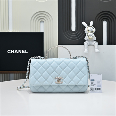 Chanel 25s Top Handle Bag Gold Tone Metal Blue AS5554