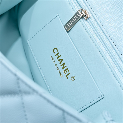 Chanel 25s Top Handle Bag Gold Tone Metal Blue AS5554