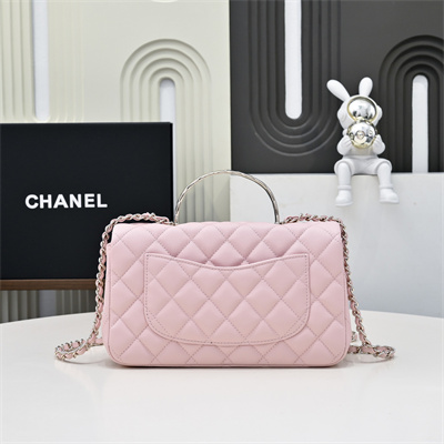 Chanel 25s Top Handle Bag Gold Tone Metal Pink AS5554