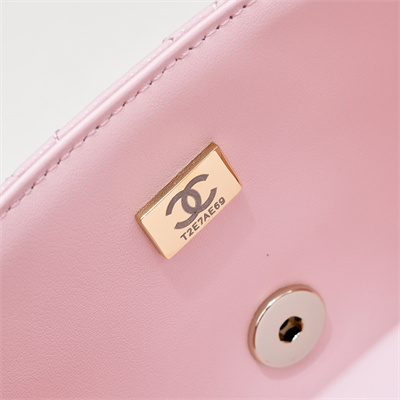 Chanel 25s Top Handle Bag Gold Tone Metal Pink AS5554
