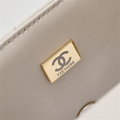 Chanel 25s Top Handle Bag Gold Tone Metal Chai AS5554