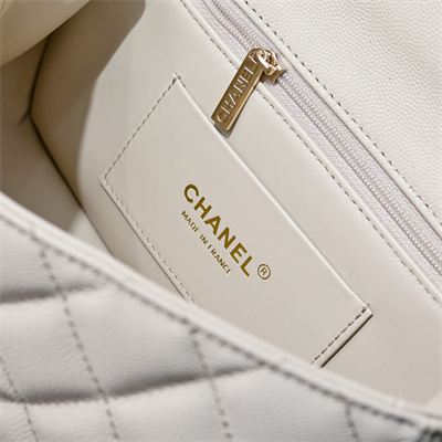 Chanel 25s Top Handle Bag Gold Tone Metal Chai AS5554