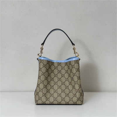 Gu.cci GG Emblem small bucket bag Monogram coated fabric Blue 815118