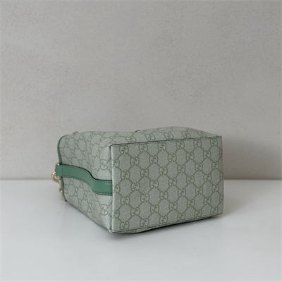 Gu.cci GG Emblem small bucket bag Monogram coated fabric Green 815118