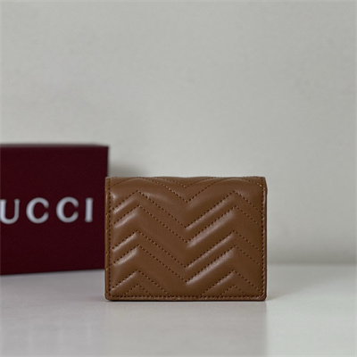 Gu.cci GG Marmont card case wallet Leather Brown 466492