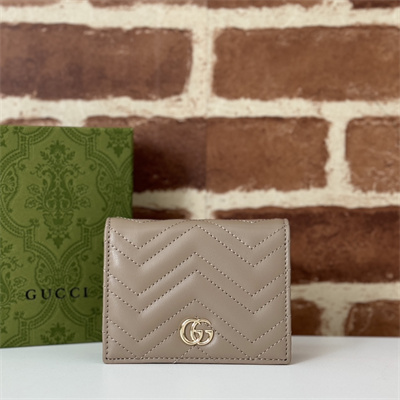 Gu.cci GG Marmont card case wallet Leather Taupe 466492