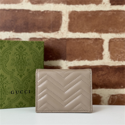 Gu.cci GG Marmont card case wallet Leather Taupe 466492