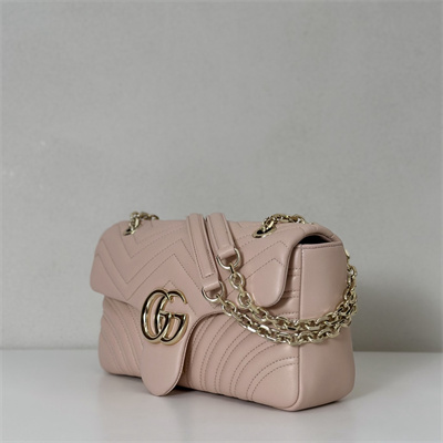 Gu.cci GG Marmont medium shoulder bag matelassé chevron lambskin leather Light gold-toned hardware Pink beige 837267