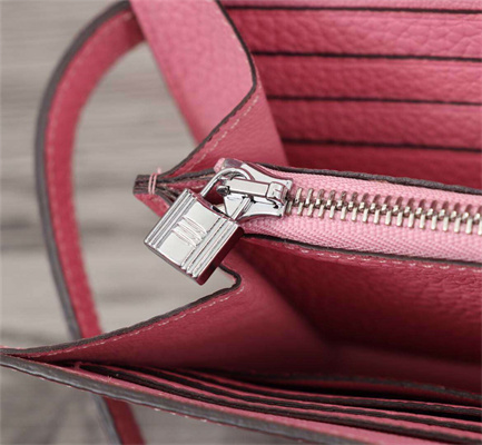 Her.mes Kelly Classic Wallet Calfskin Rose Sakura Color Silver tone Metal