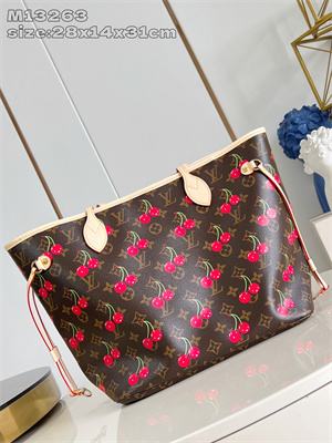 L.V X TM Neverful MM Monogram Cherry Coated Canvas M13263