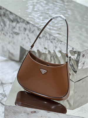Prada Cleo Brushed Leather Shoulder Bag Brown 1BC499