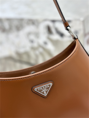 Prada Cleo Brushed Leather Shoulder Bag Brown 1BC499