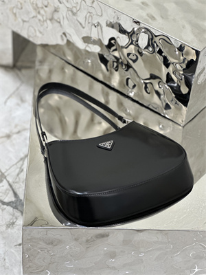 Prada Cleo Brushed Leather Shoulder Bag Black 1BC499