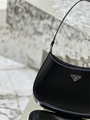 Prada Cleo Brushed Leather Shoulder Bag Black 1BC499